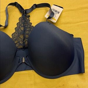 Rene Rofe Navy Lace Back Bra